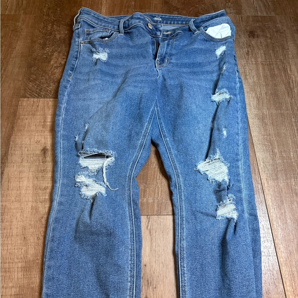 Old Navy Women's Ripped Skinny Jeans - Light Blue